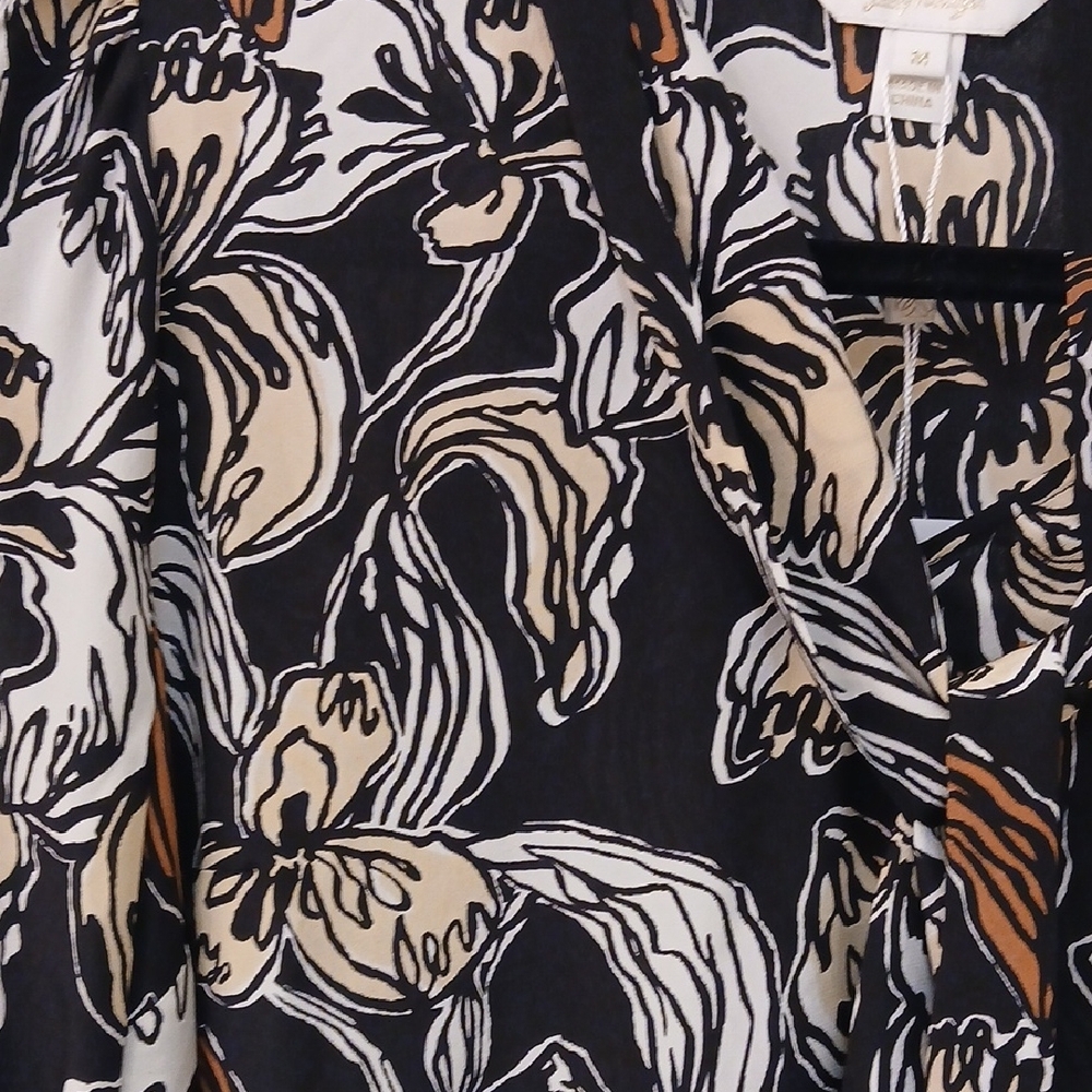 Lilly Pulitzer Black and Tan Floral Silk Top - Picture 6 of 8